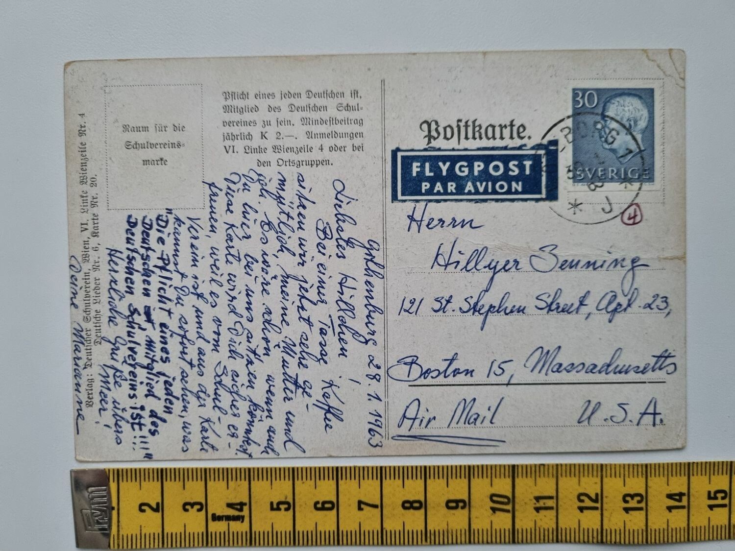 Äldre vykort, stämplat 1963