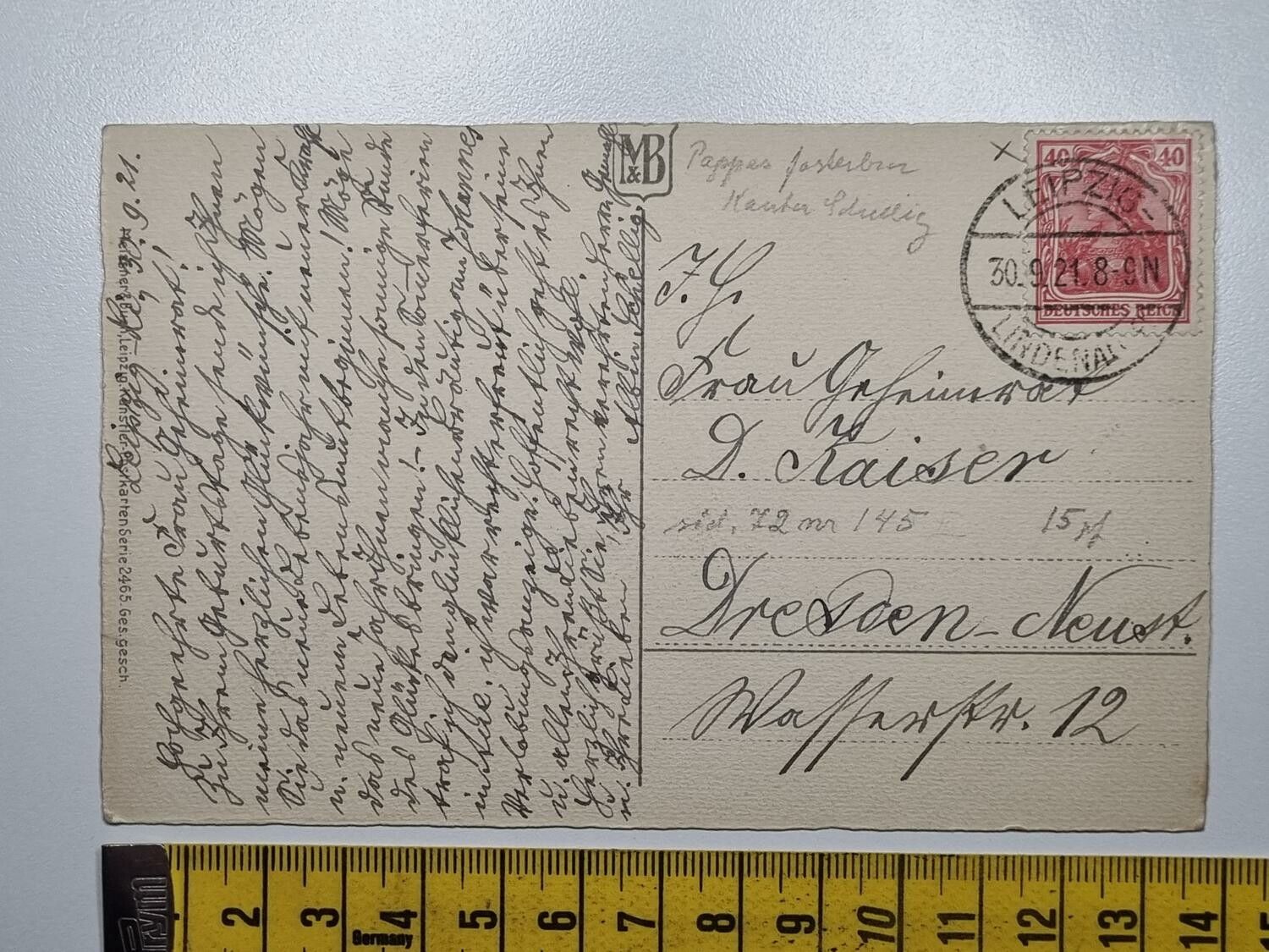 Äldre vykort, stämplat 1921