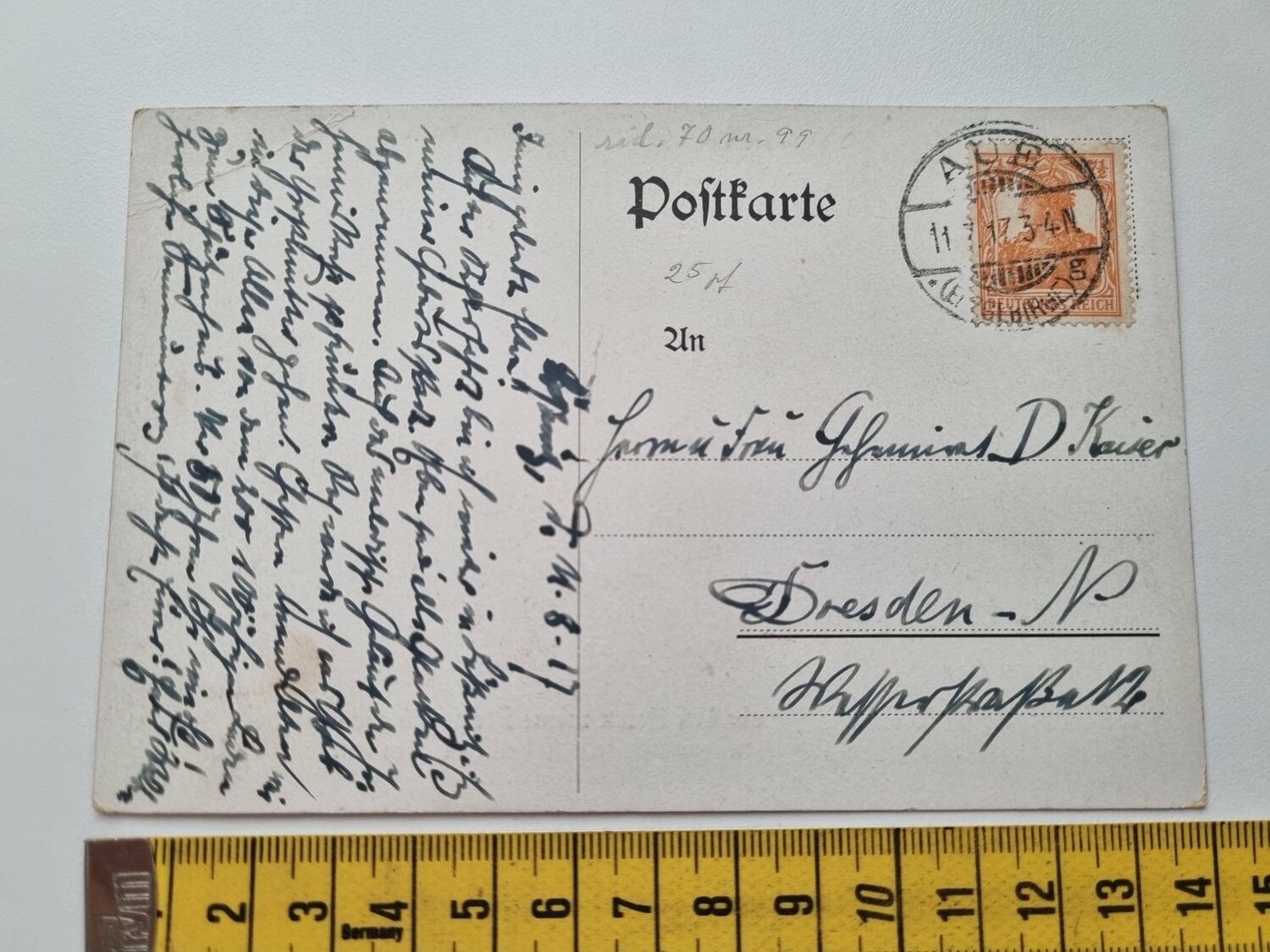 Äldre vykort, stämplat 1917