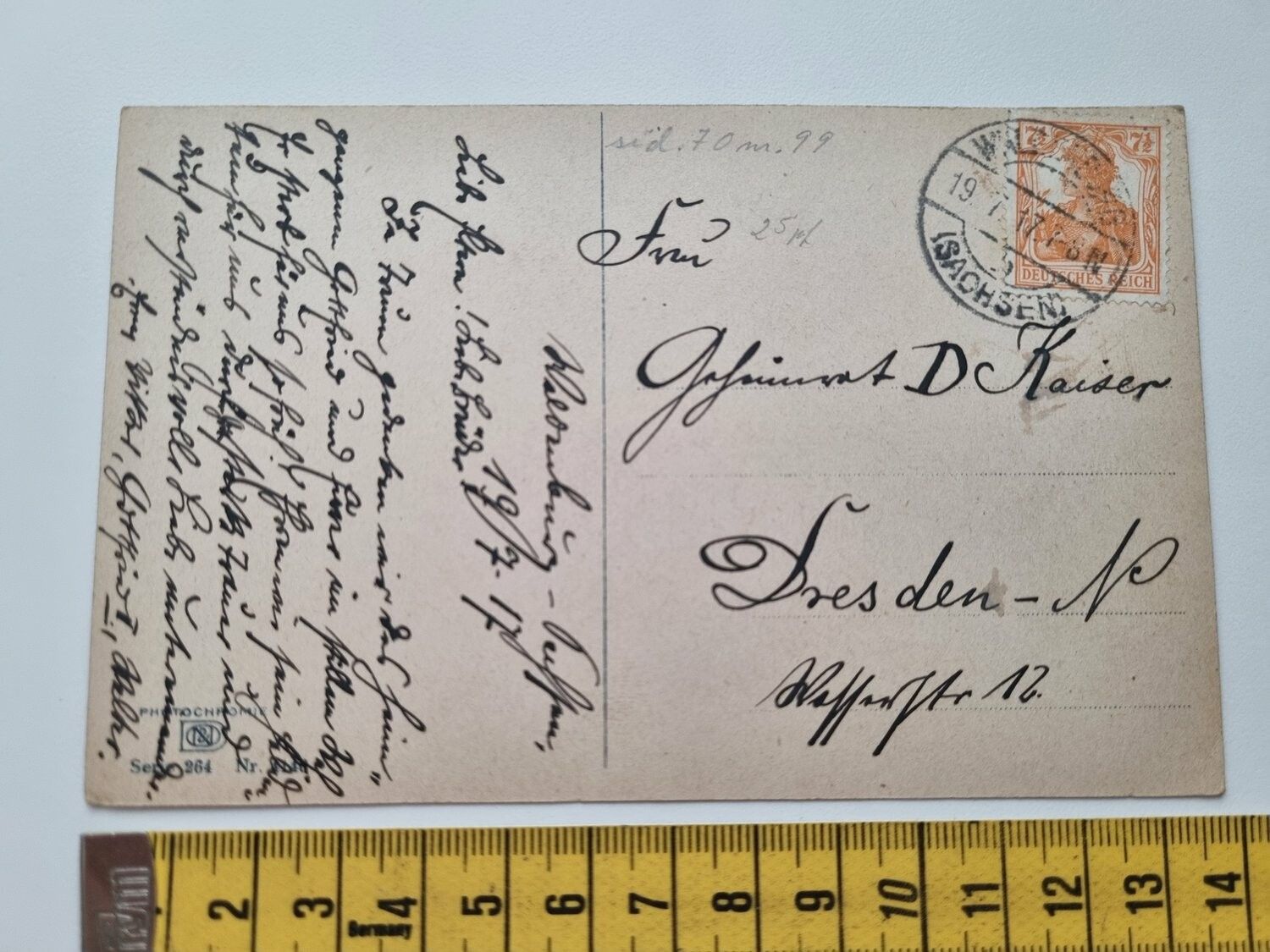 Äldre vykort, stämplat 1917