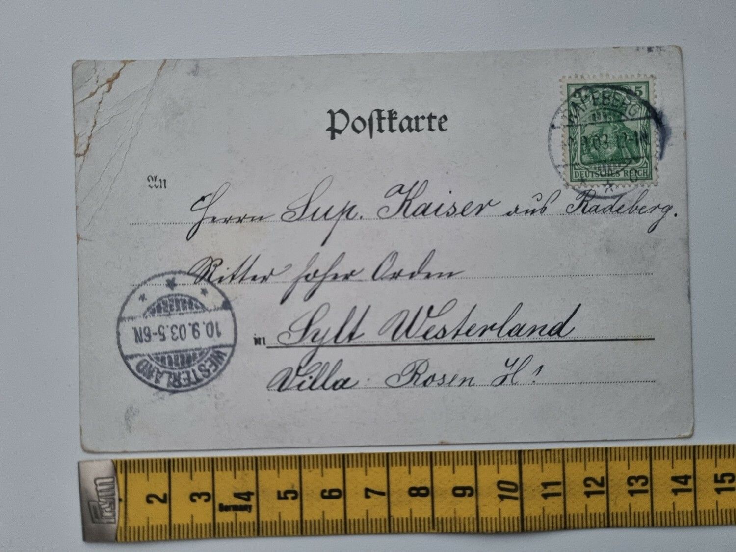 Äldre vykort, stämplat 1903