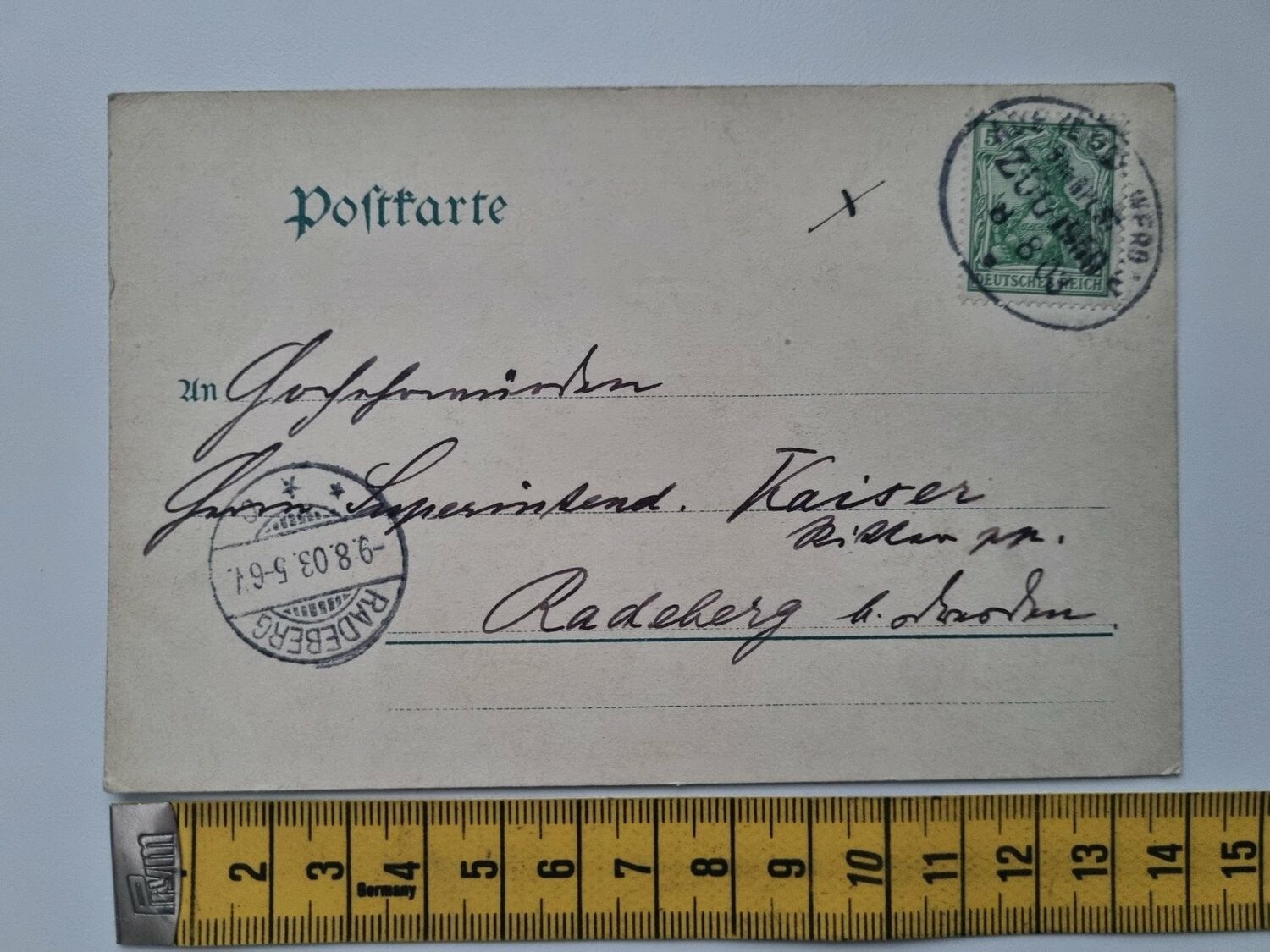 Äldre vykort, stämplat 1903