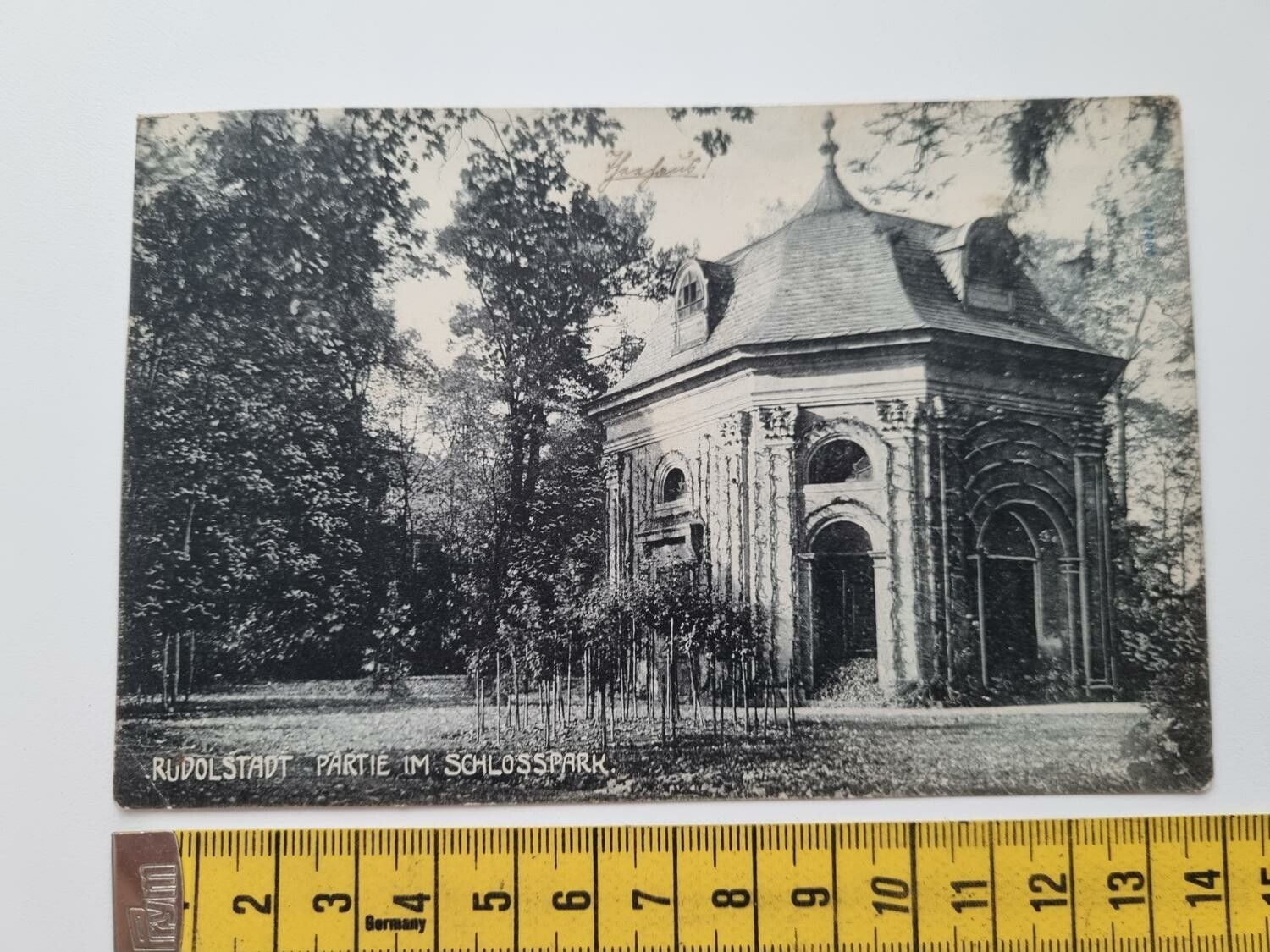 Äldre vykort, RUDOLSTADT PARTIE IM SCHLOSSPARK 1917