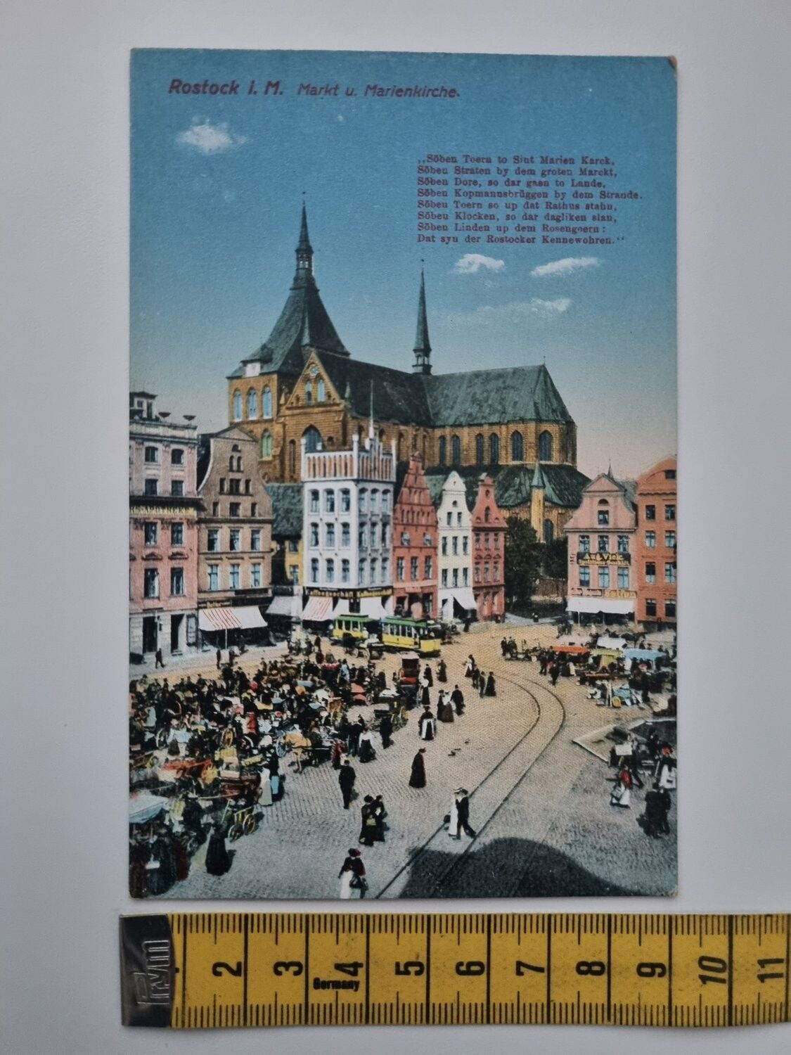 Äldre vykort, Rostock i. M. Markt u. Marienkirche