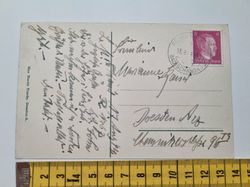 Äldre vykort, Reinhardtsdorf med Adolf Hitler frimärke 6 pfennig