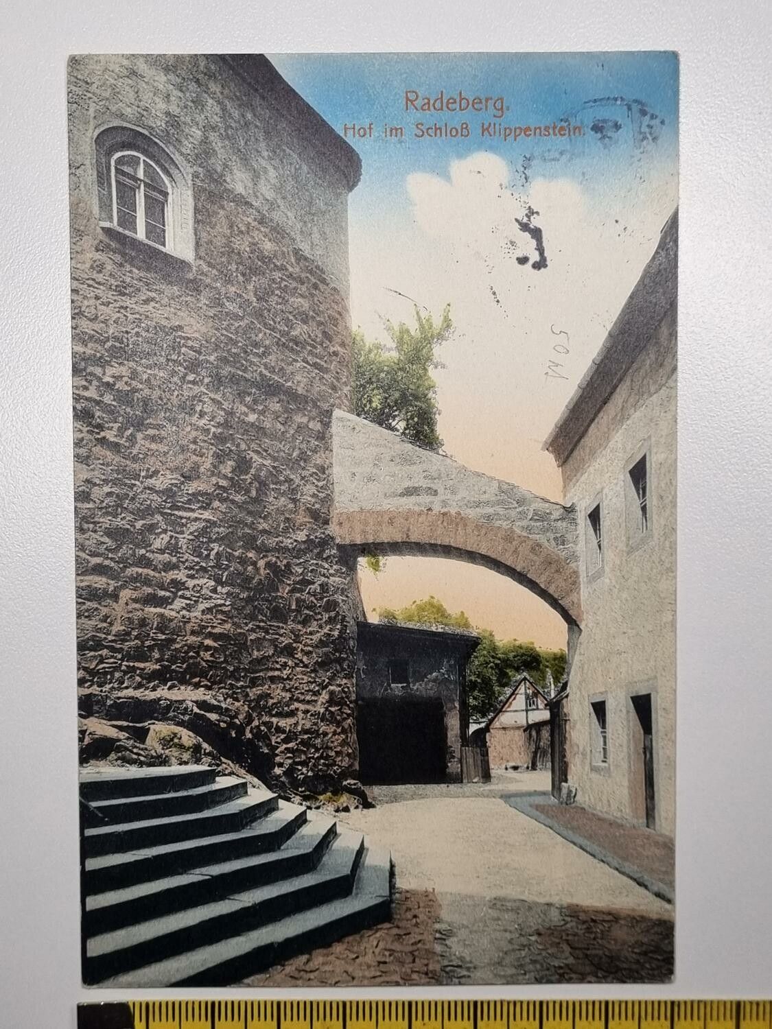 Äldre vykort, Radeberg. Hof im Schloß Klippenstein, 1912