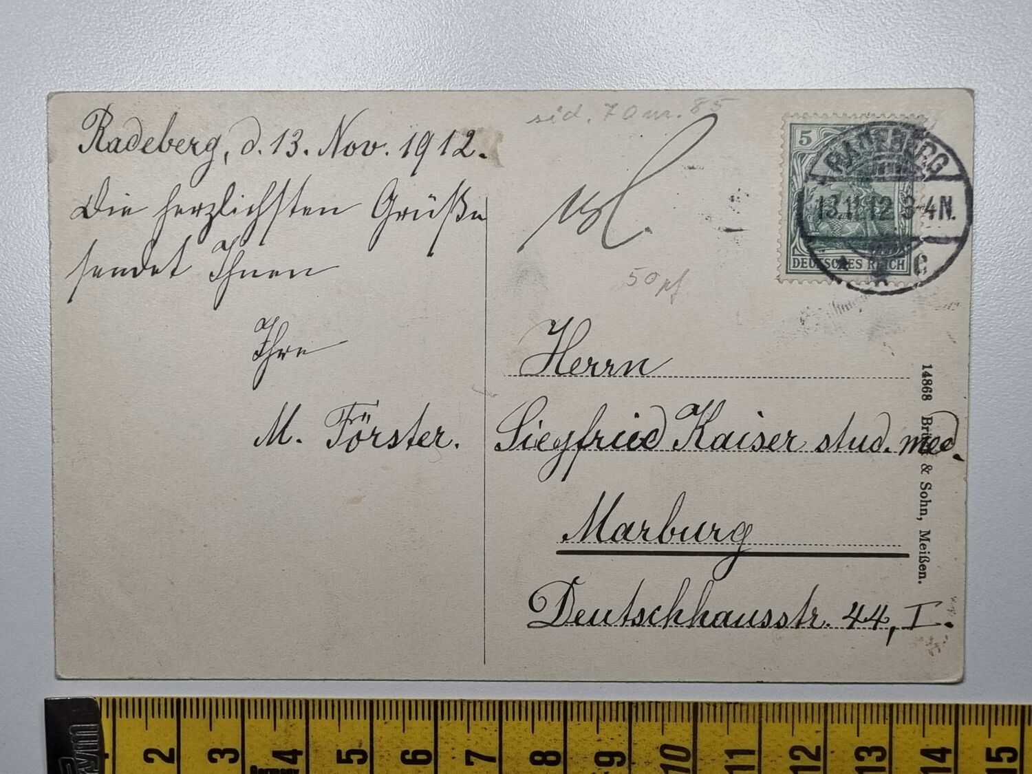 Äldre vykort, Radeberg. Hof im Schloß Klippenstein, 1912