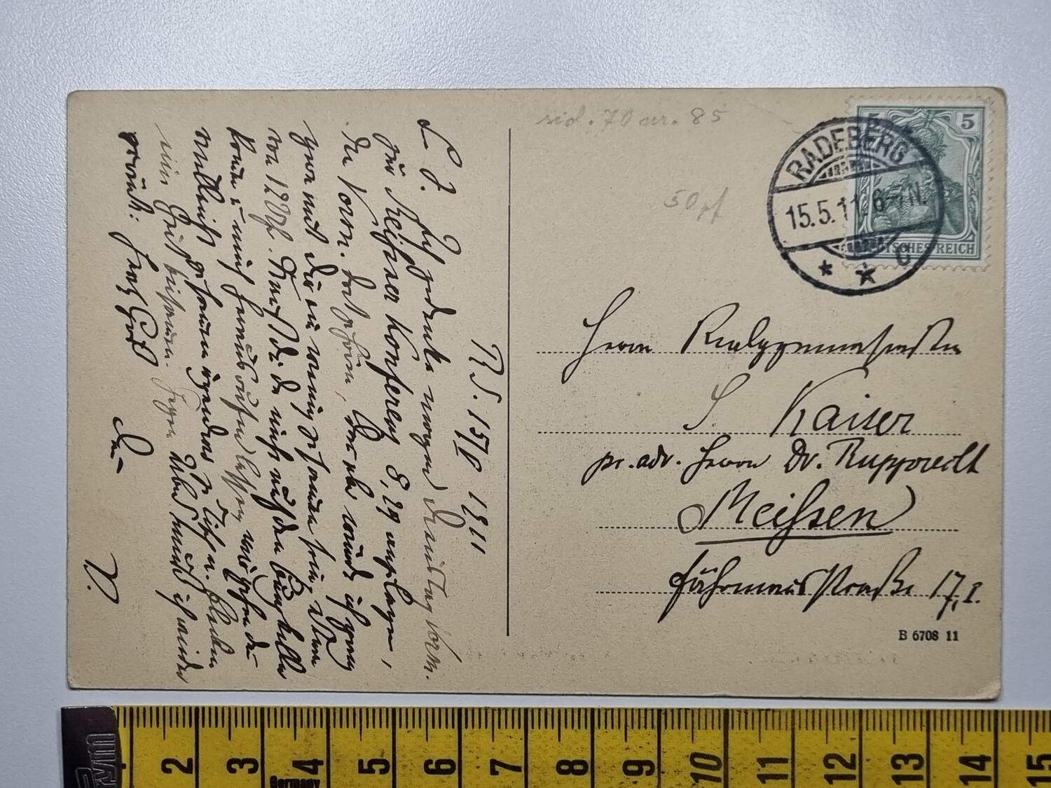 Äldre vykort, RADEBERG I. Sa. An der Stolpenerstrasse, 1911