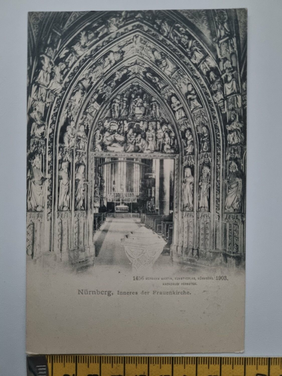 Äldre vykort, Nürnberg, Inneres der Frauenkirche