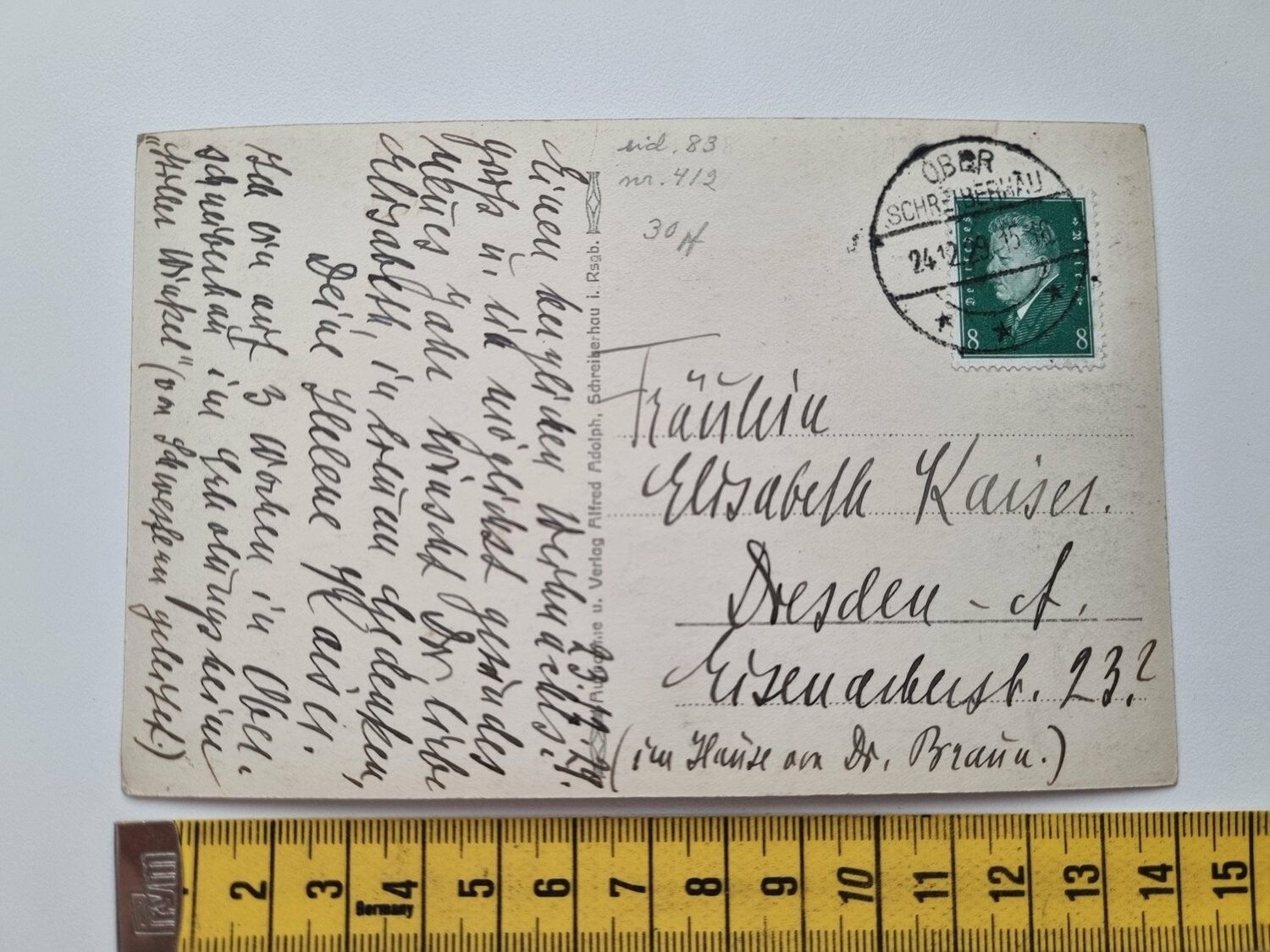 Äldre vykort, daterat 1929