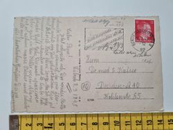 Äldre vykort, Lübeck med Adolf Hitler frimärke 12 pfennig