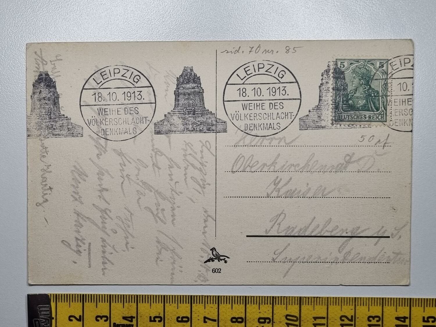 Äldre vykort, Leipzig. Stämplat 1913