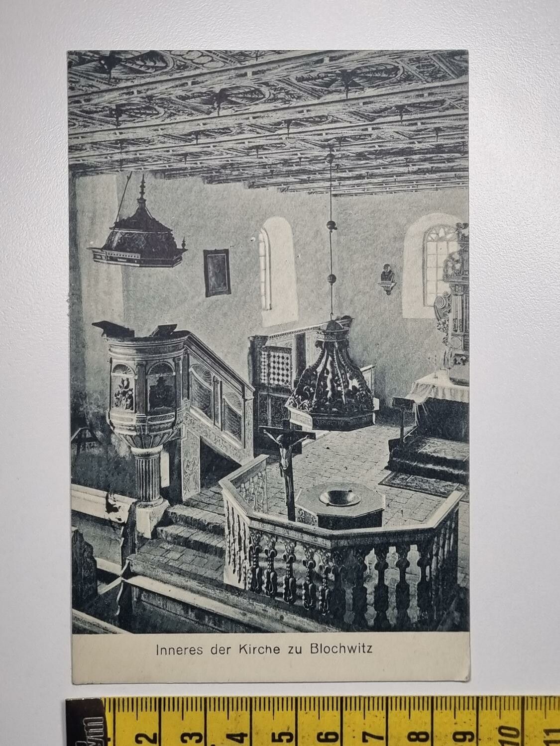 Äldre vykort, Inneres der Kirche zu Blochwitz, 1921