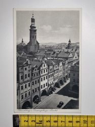 Äldre vykort, Hirschberg im Riesengebirge, Markt - Maskinskrivet brev