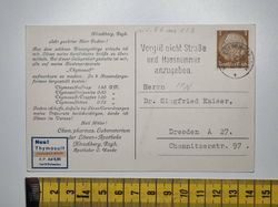 Äldre vykort, Hirschberg im Riesengebirge, Markt - Maskinskrivet brev