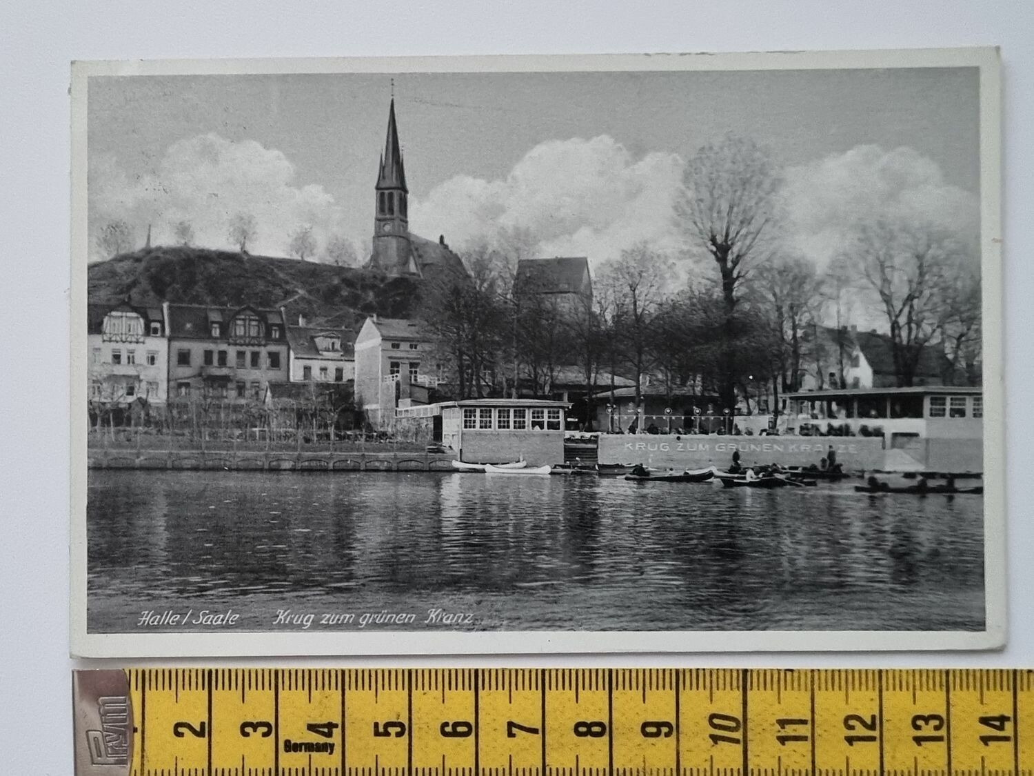 Äldre vykort, Halle / Saale Krug zum grünen Kranz