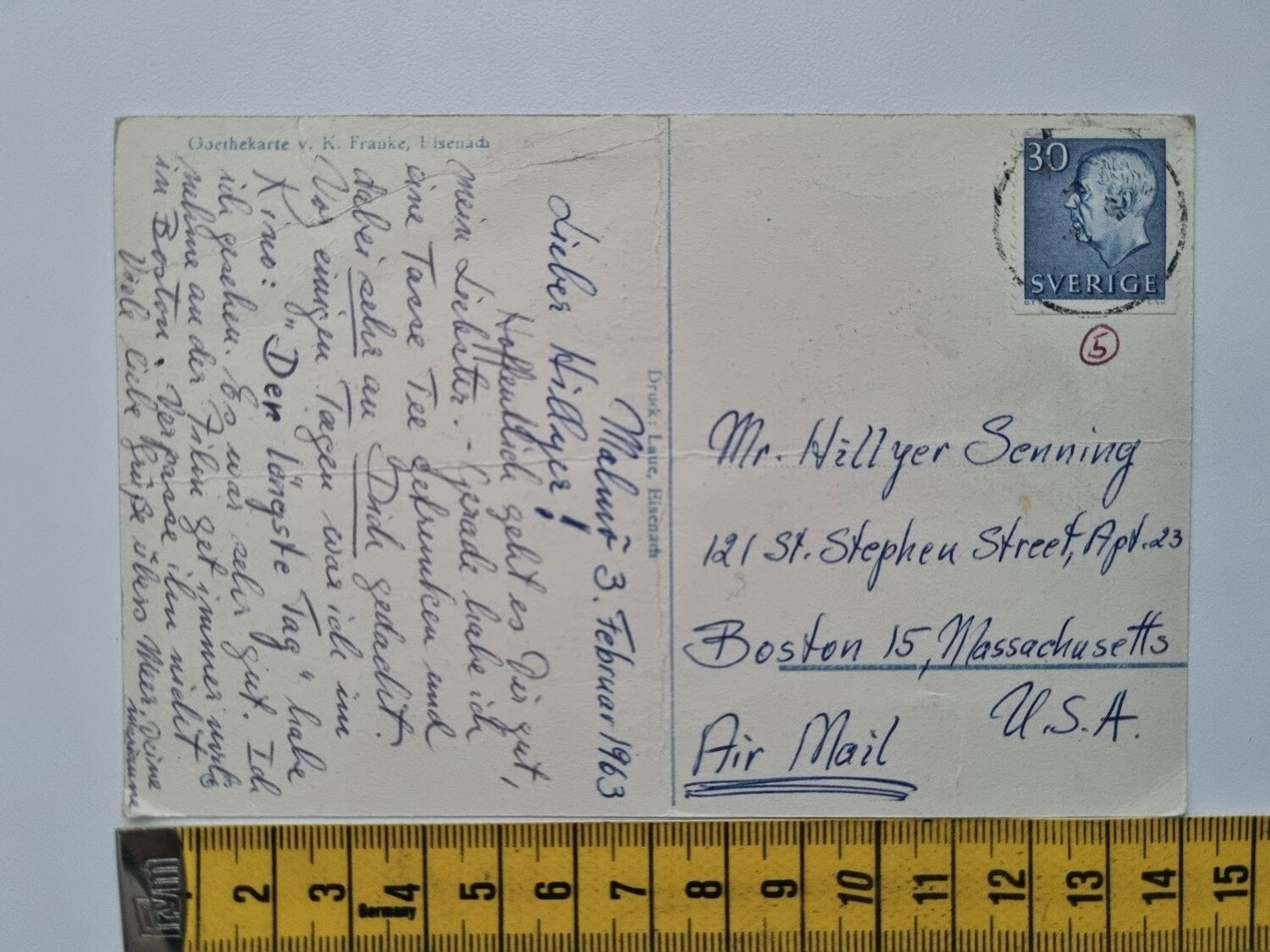 Äldre vykort, daterat 1963