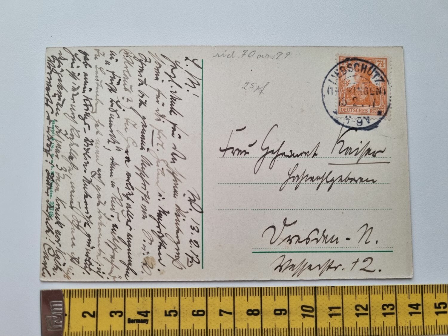 Äldre vykort, daterat 1917