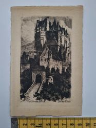 Äldre vykort, Burg Eltz, signerad Carl Jander Berlin