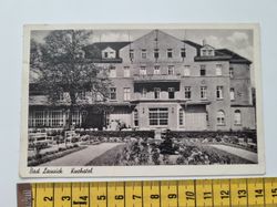 Äldre vykort, Bad Lausick med Adolf Hitler frimärke 6 pfennig