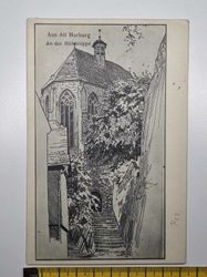 Äldre vykort, Aus Alt Marburg An der Mühtreppe