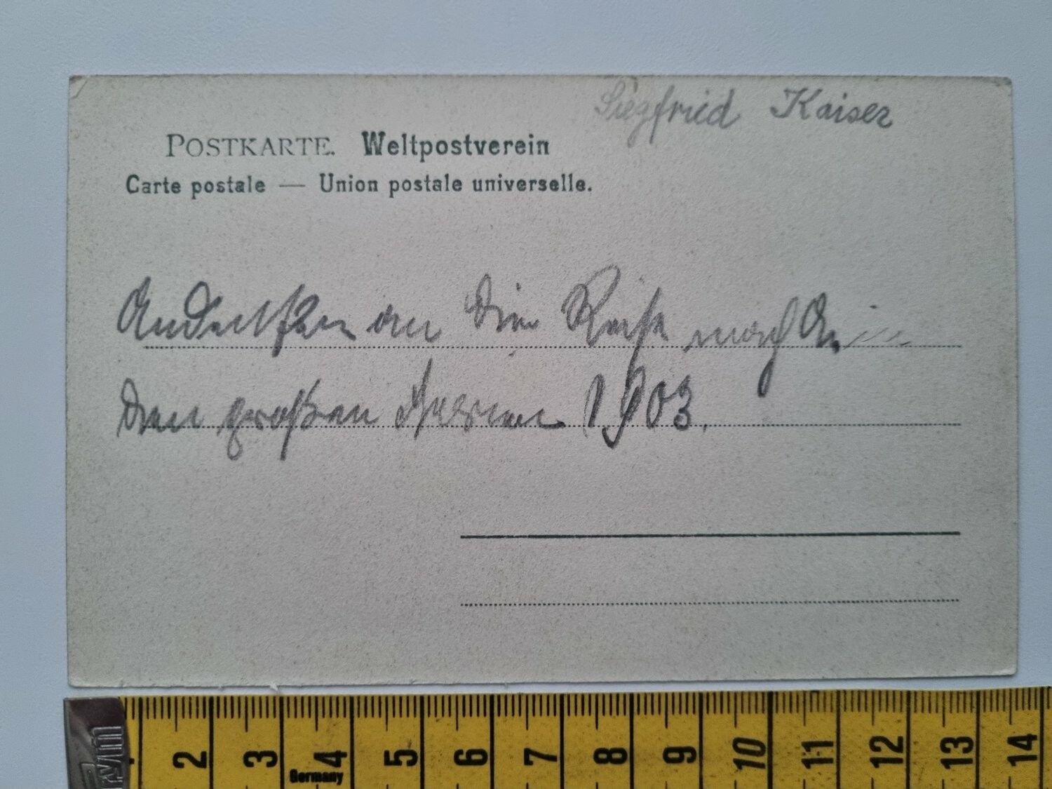 Äldre vykort, Aue i. Erzgeb, daterat 1903