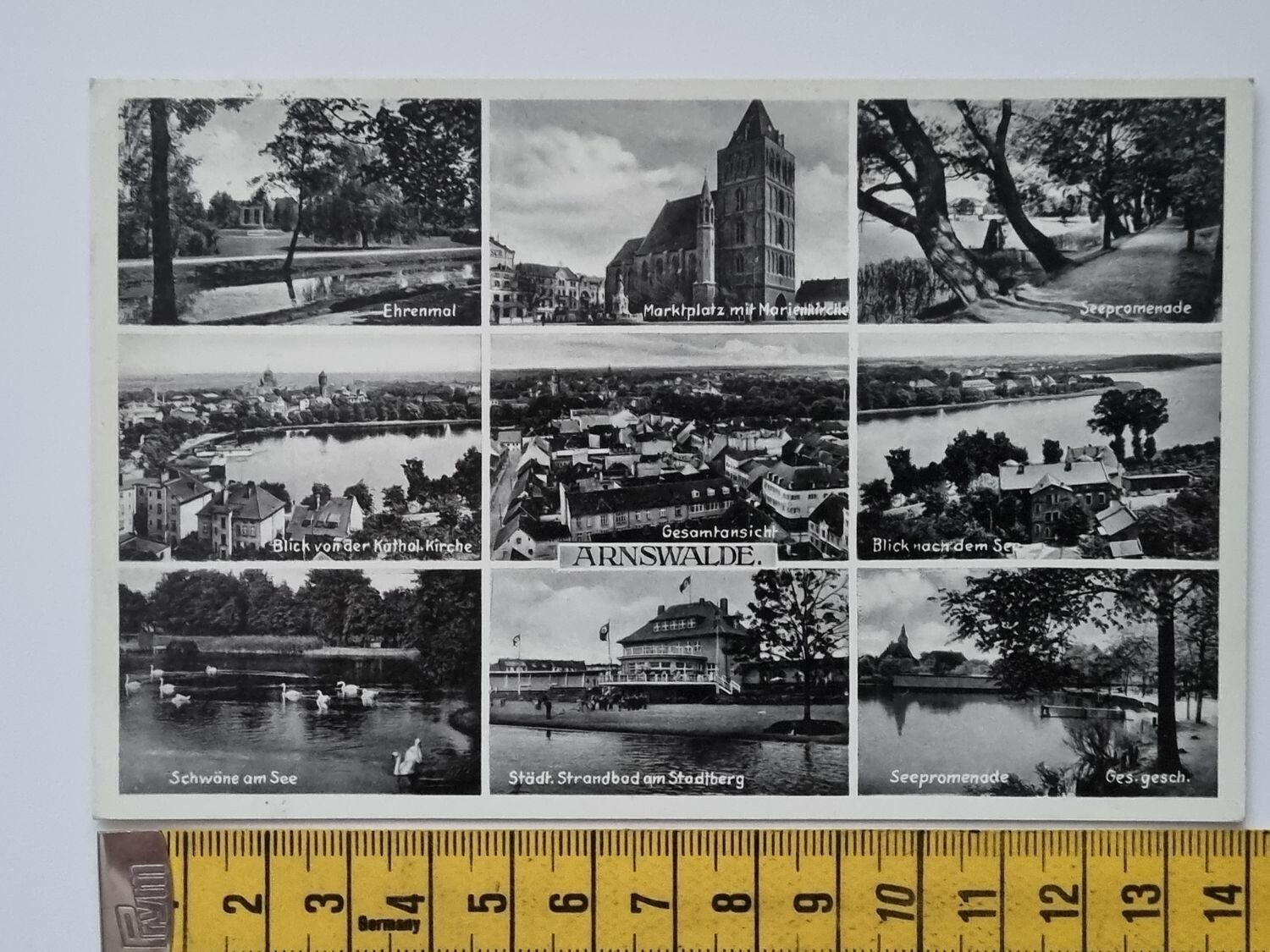 Äldre vykort, ARNSWALDE. Stämplat 1938