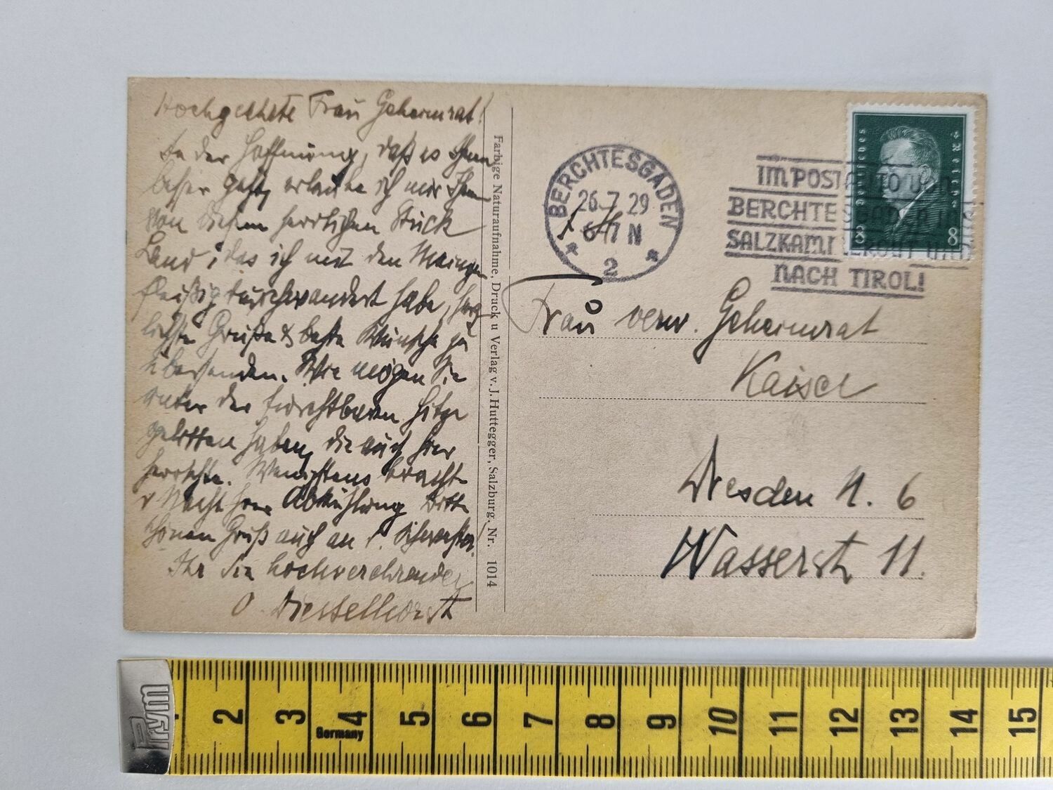 Äldre vykort Tyskland, Berchtesgaden. Stämplat 1929