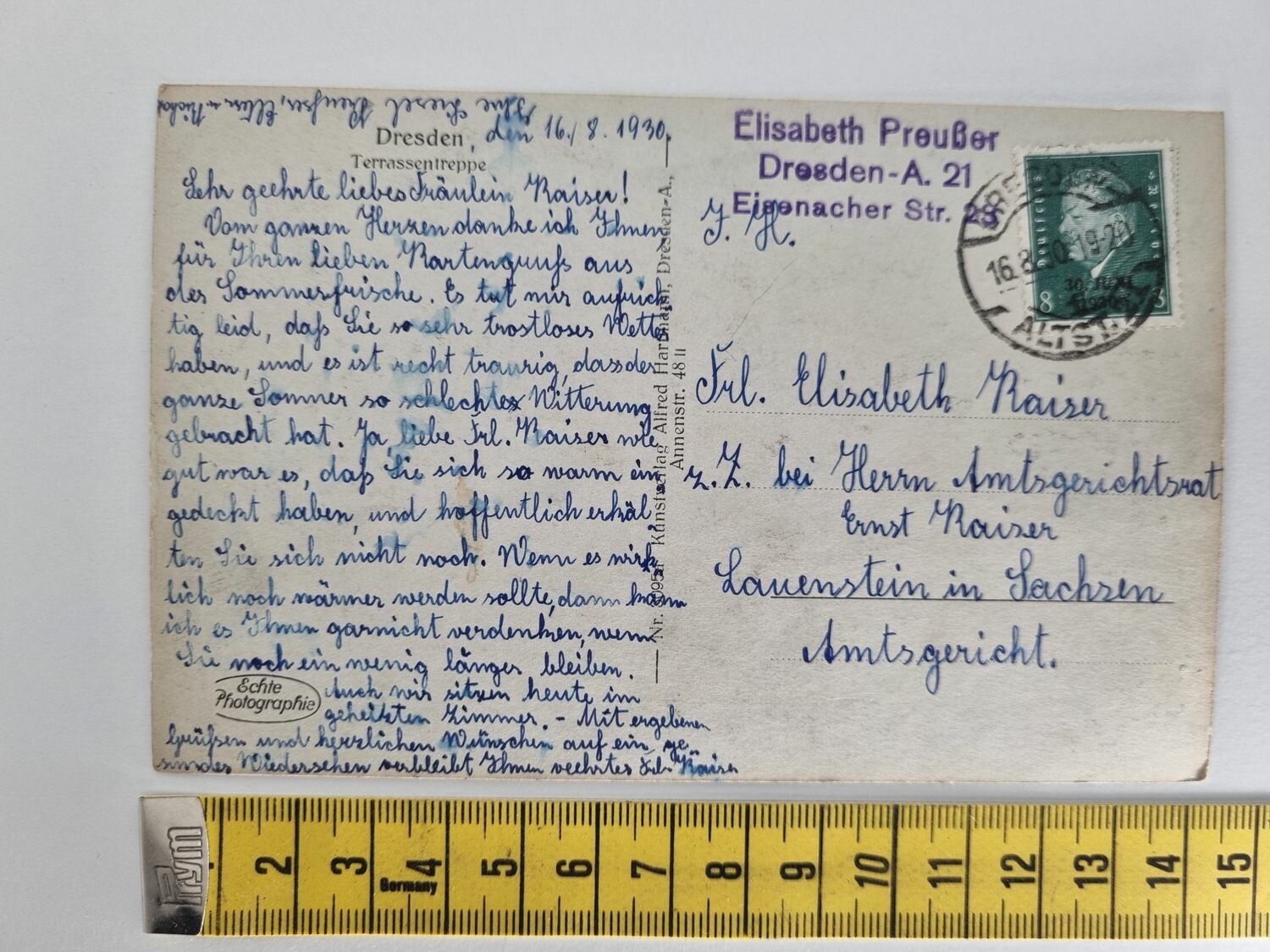 Äldre vykort stämplat 1930