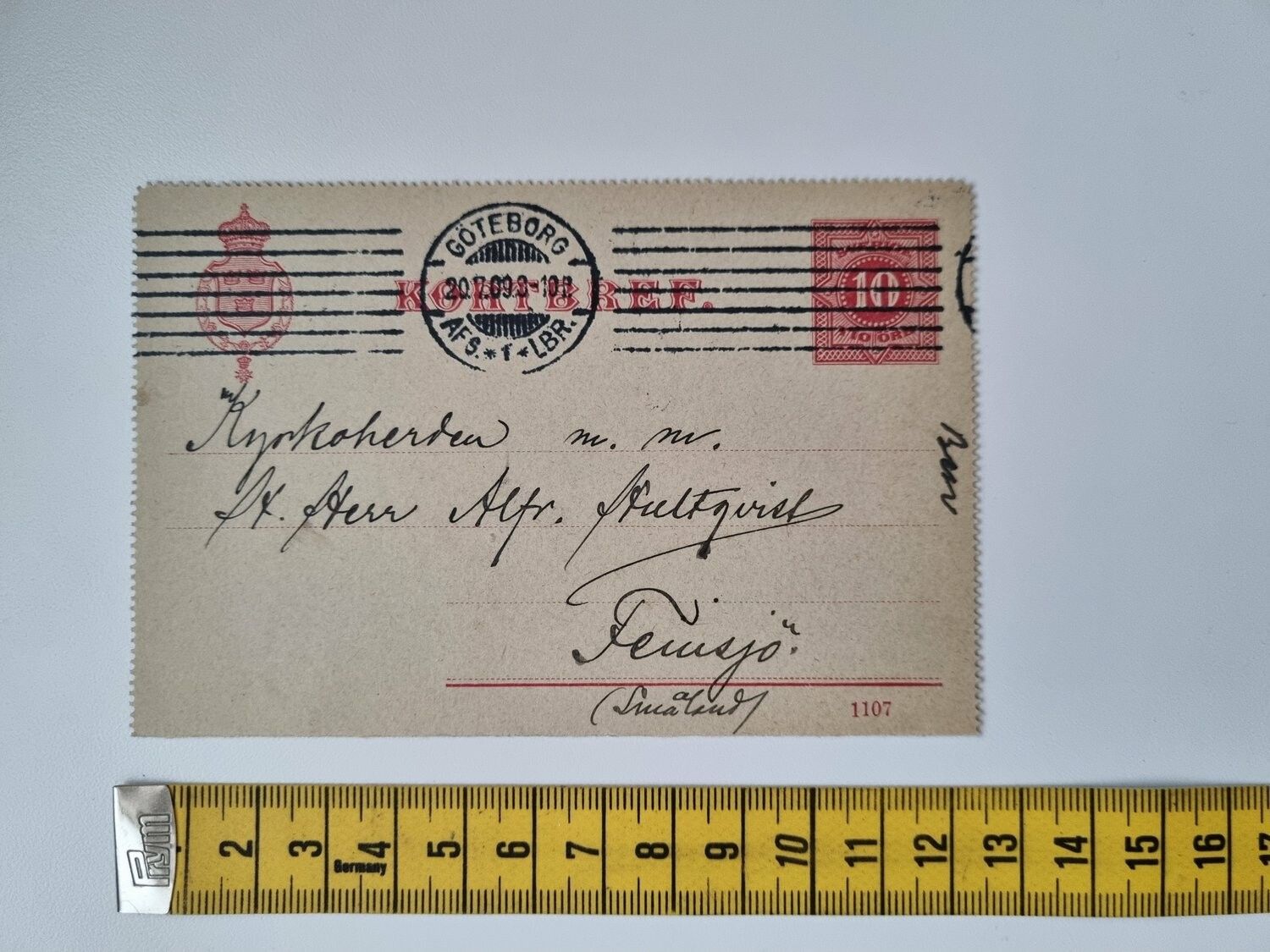 Äldre kortbrev, stämplat Göteborg till Femsjö