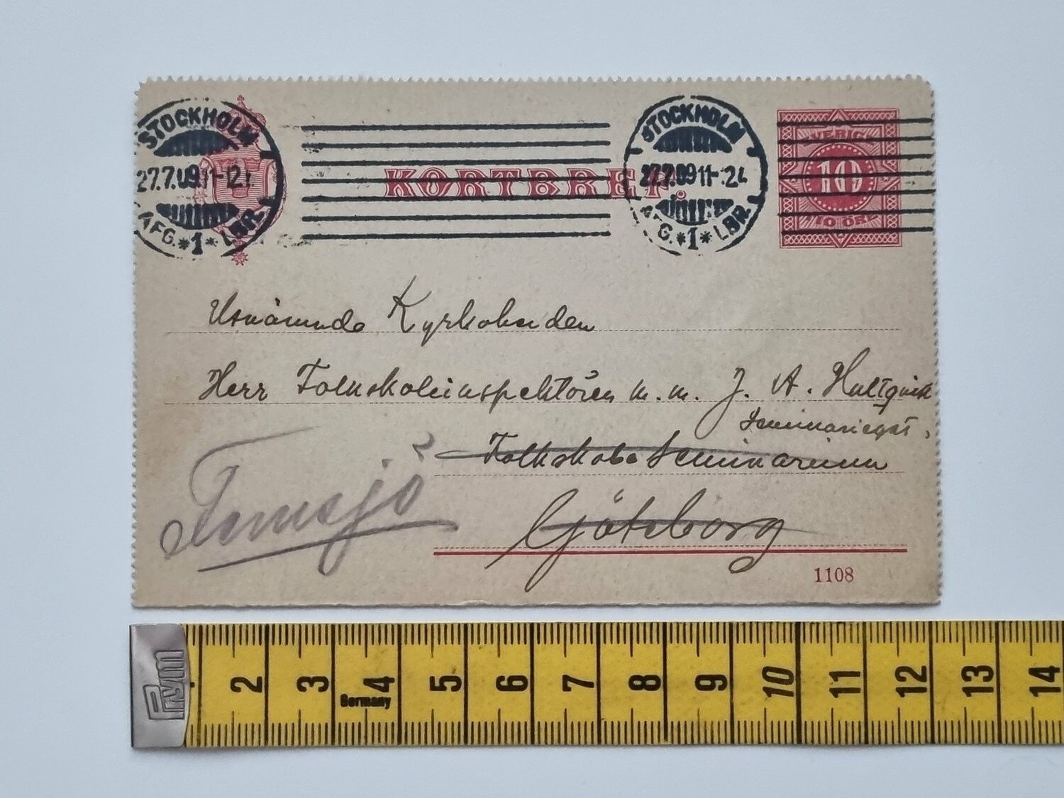 Äldre kortbrev, daterat 1909