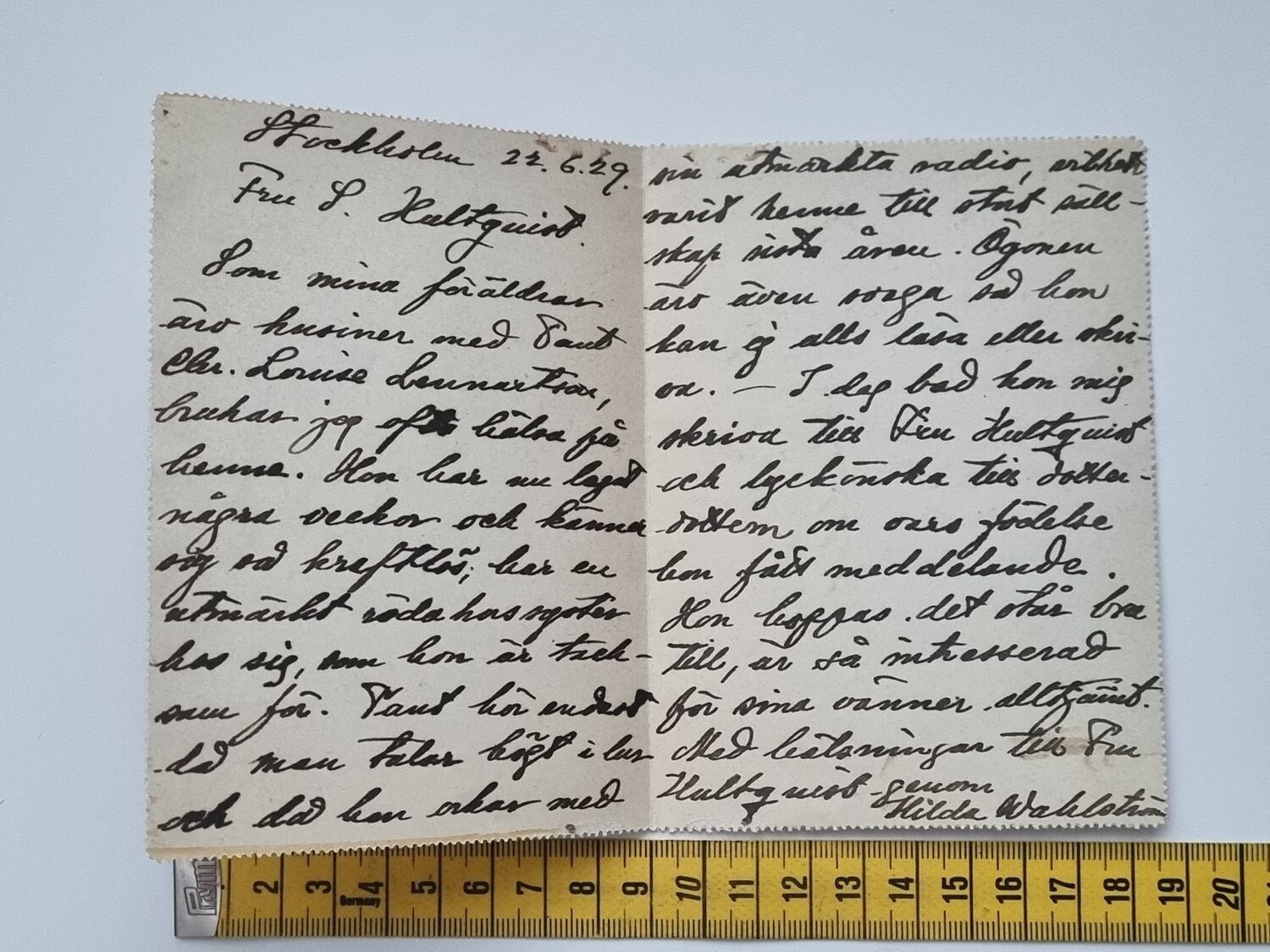 Äldre kortbrev, daterat 1929