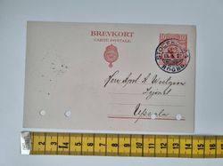Äldre brevkort till uppsala. Hålstämplat 1921