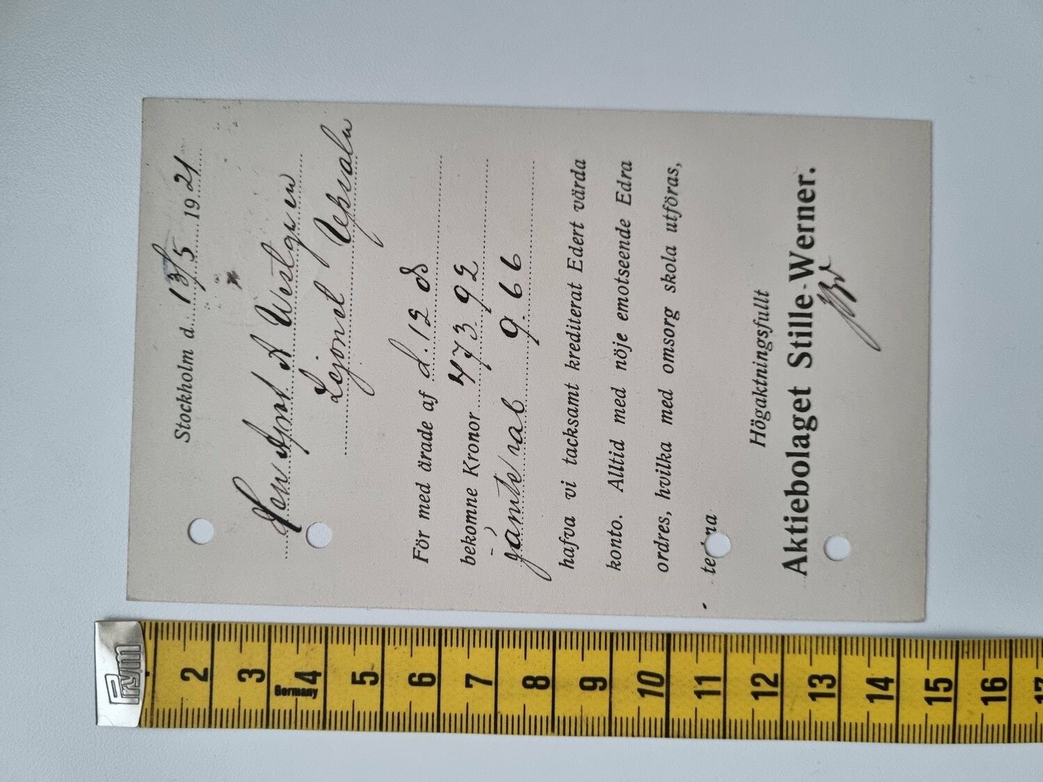 Äldre brevkort till uppsala. Hålstämplat 1921