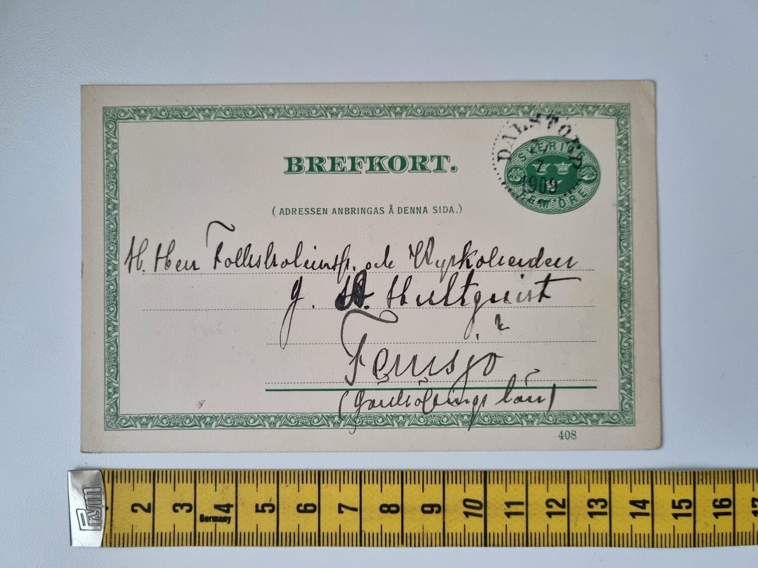 Äldre brefkort Stämplat 1909, till Femsjö