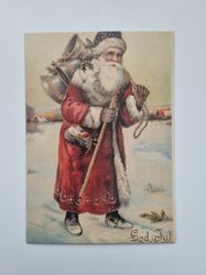 Vykort - Tomte med julbjällror