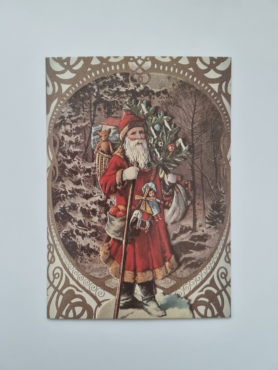 Vykort - Julkort med tomte