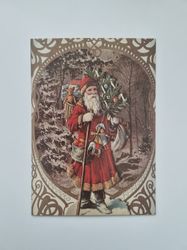 Vykort - Julkort med tomte