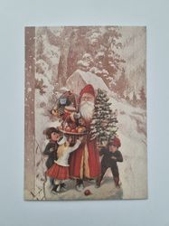 Vykort - Julkort med tomte