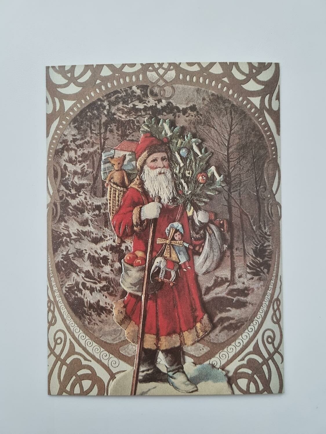 Vykort - Julkort med tomte (öppningsbart)