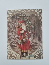 Vykort - Julkort med tomte (öppningsbart)