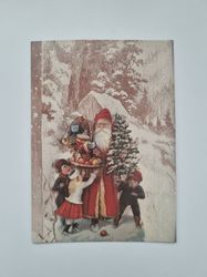 Vykort - Julkort med tomte (öppningsbart kort)