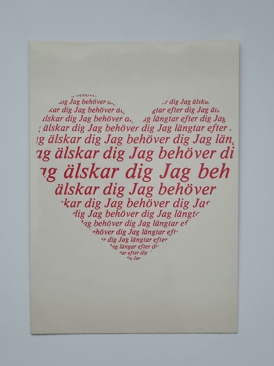 Vykort - Jag älskar dig - Papperix HB, Uppsala 1979. Printed in Sweden
