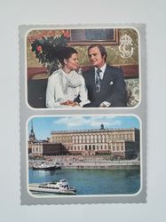 Vykort - Konung Carl XVI Gustaf och Silvia Sommerlath, Stockholms Slott, 1976