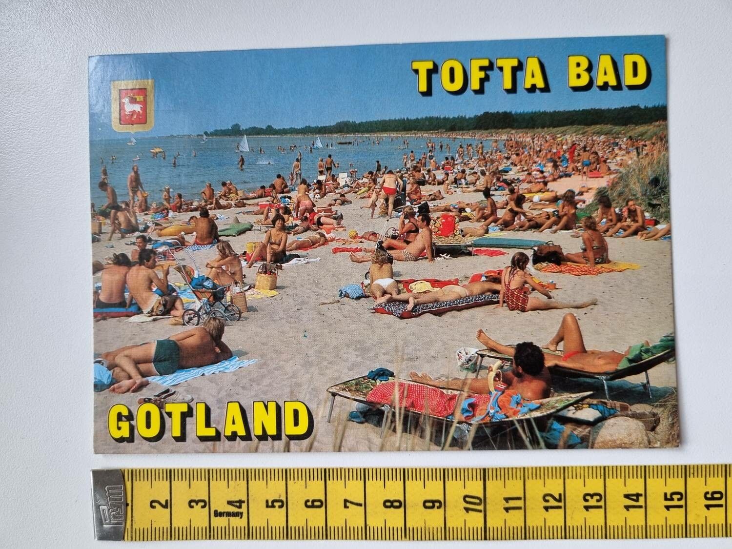 Vykort Tofta bad, Gotland. Stämplat 1982