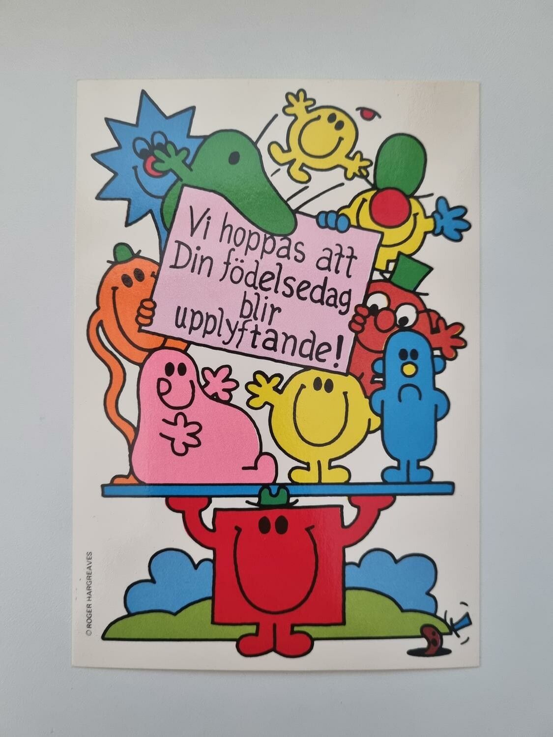 Vykort - Vi hoppas att Din födelsedag blir upplyftande! - Roger Hargreaves