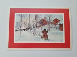 Vykort - Julkort, Gården och brygghuset, Carl Larsson