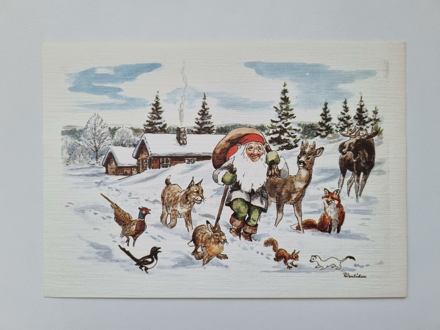 Vykort - Julkort, Rune Wenliden - Skogsdjurens jul