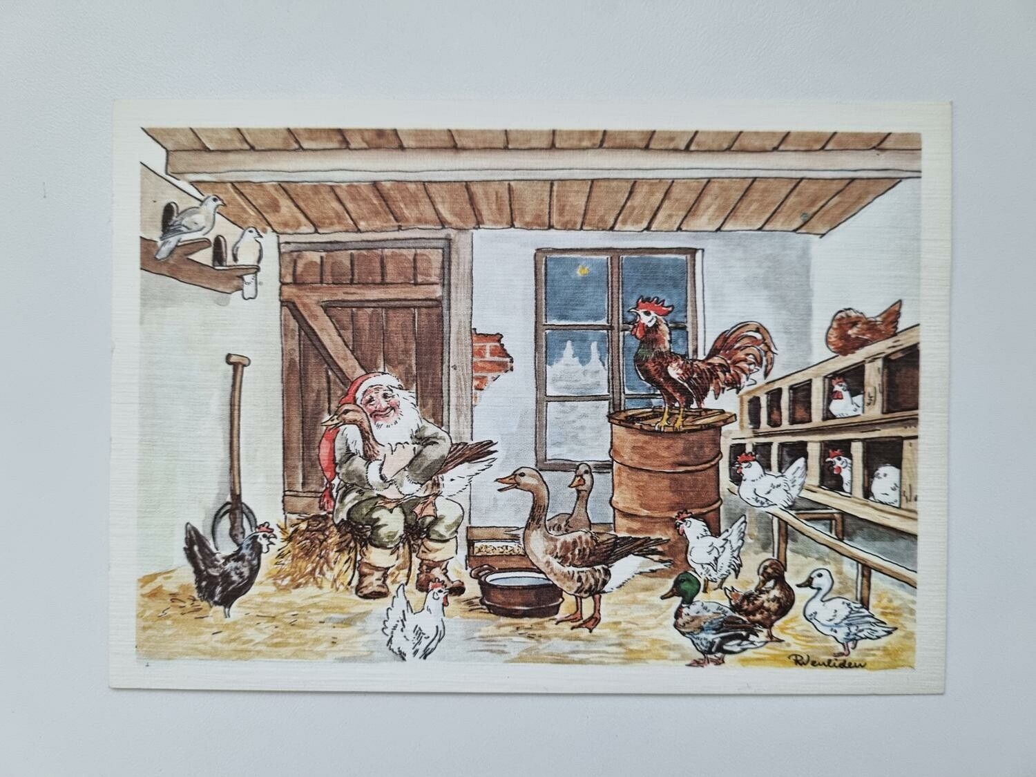 Vykort - Julkort, Rune Wenliden - Jul i hönshuset