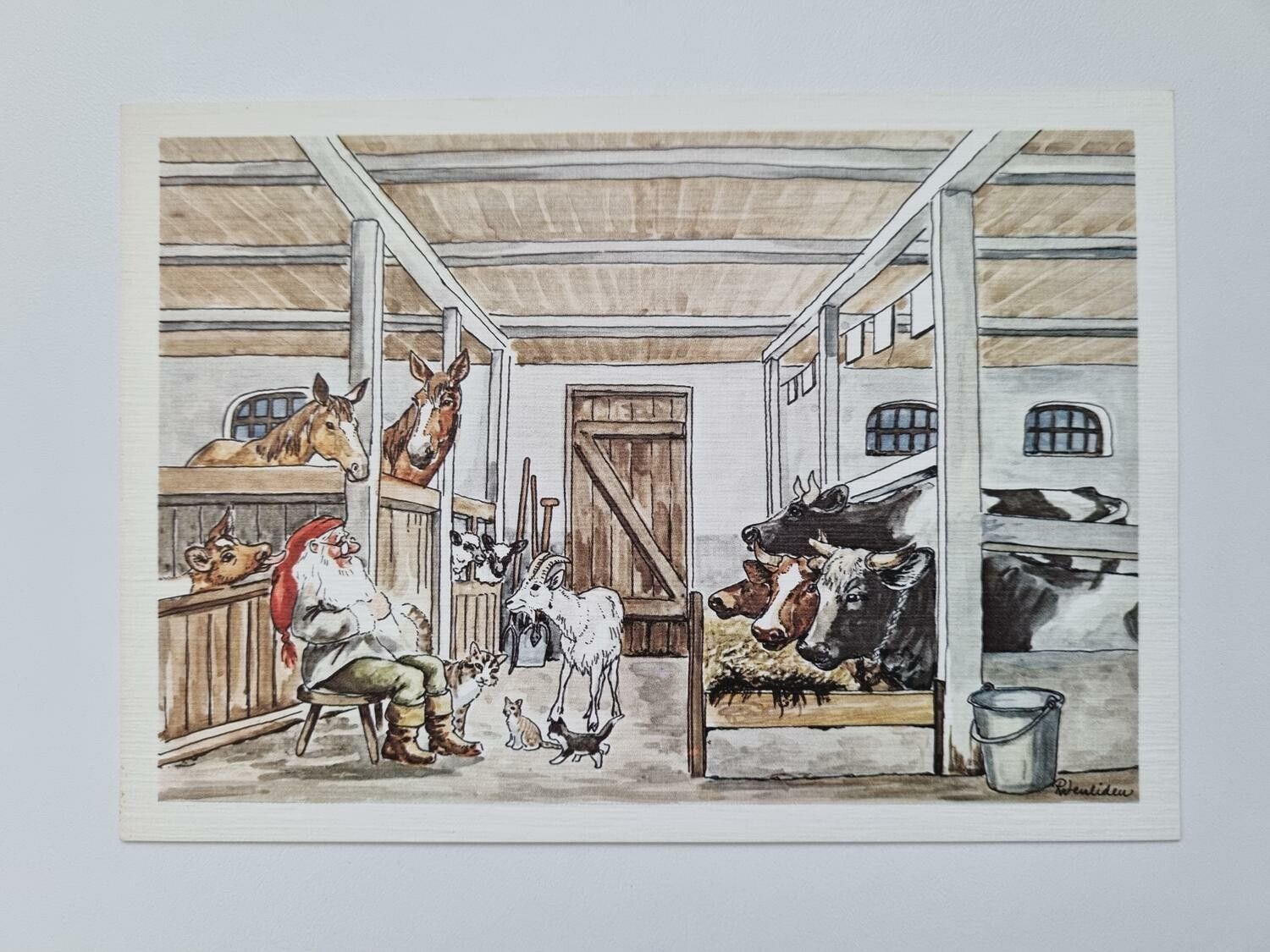 Vykort - Julkort, Rune Wenliden - Jul i stallet